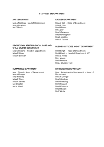 STAFF LIST BY DEPARTMENT ART DEPARTMENT ENGLISH
