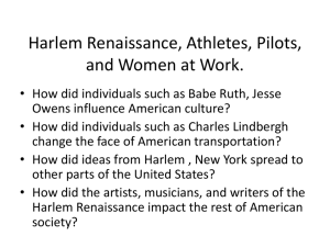 Harlem Renaissance, Athletes, Pilots, and Women at Work.
