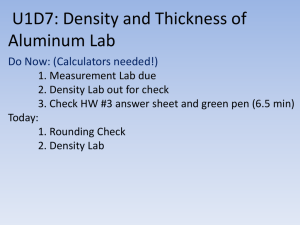 U1D7: Density and Thickness of Aluminum Foil