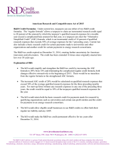 American Research and Competitiveness Act of 2015 R&D Credit