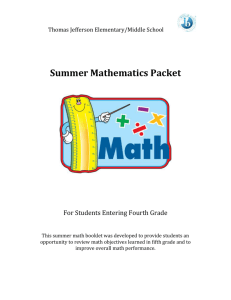 Summer Mathematics Packet - Baltimore City Public School System