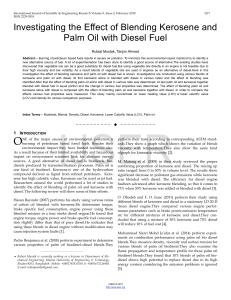 Investigating the Effect of Blending Kerosene and Palm Oil with Diesel Fuel