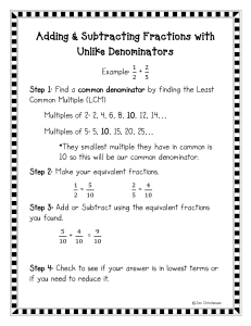 ding & Subtracting Fractions with Unlike Denominators Notes