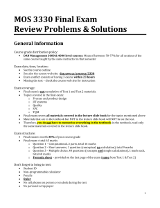 MOS 3330 Final Review Problem