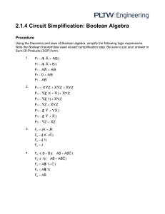 Activity 2.1.4 Circuit Simplification: Boolean Algebra 