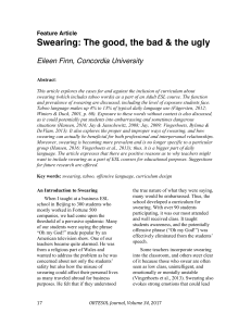 Swearing: The good, the bad, and the ugly