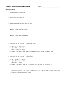 worksheet - 1st law of thermodynamics key-2