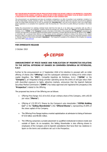 Price range press release (CEPSA)
