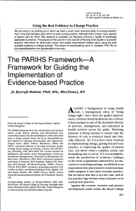 The PARIHS Framework-A framework for guiding the implementation of evidence based practice