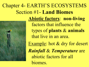 Land Biomes or Earth's Ecosystems