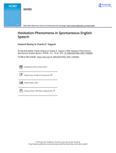 Hesitation Phenomena in Spontaneous English Speech