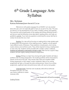 6th Grade Language Arts Syllabus