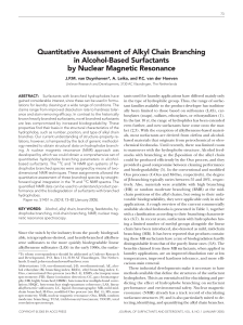 Quantitative assessment of alkyl chain branching in alcohol-based surfactants by nuclear magnetic resonance