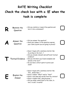Rate Writing Checklist