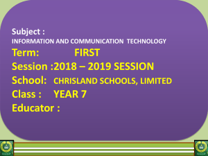 Year 7 ICT Upgraded 2018 - 2019 Academic Session 