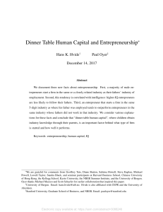 Dinner Table Human Capital and Entrepreneurship
