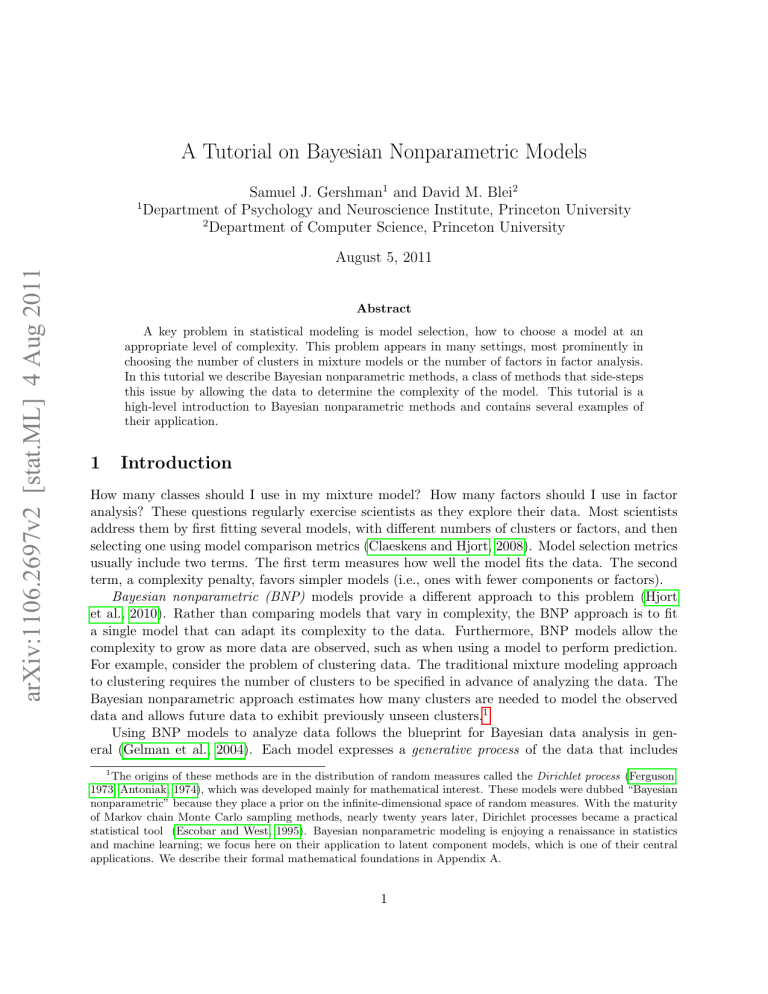 A Tutorial On Bayesian Nonparametric Models