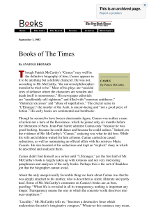 Book of the Times Anatole Broyard  - Camus