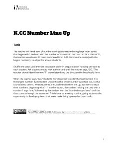 K.CC.A.2 Number Line Up