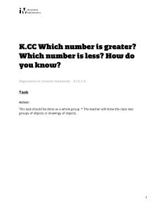 K.CC.C.6 Which number is greater  Which number is less  How do you know
