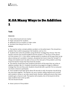 K.OA.A.5 Many Ways to Do Addition 1