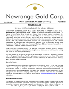 Newrange Gold Crop News Release March 1 2018