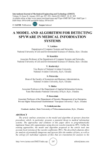 A MODEL AND ALGORITHM FOR DETECTING SPYWARE IN MEDICAL INFORMATION SYSTEMS