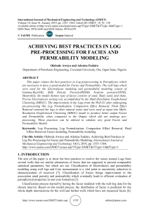 ACHIEVING BEST PRACTICES IN LOG PRE-PROCESSING FOR FACIES AND PERMEABILITY MODELING 