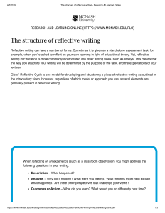 The structure of reflective writing - Research & Learning Online