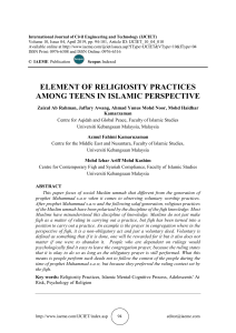  ELEMENT OF RELIGIOSITY PRACTICES AMONG TEENS IN ISLAMIC PERSPECTIVE