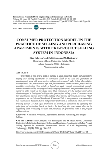 CONSUMER PROTECTION MODEL IN THE PRACTICE OF SELLING AND PURCHASING APARTMENTS WITH PRE-PROJECT SELLING SYSTEM IN INDONESIA