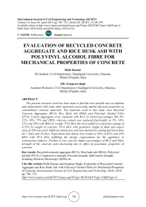 EVALUATION OF RECYCLED CONCRETE AGGREGATE AND RICE HUSK ASH WITH POLYVINYL ALCOHOL FIBRE FOR MECHANICAL PROPERTIES OF CONCRETE