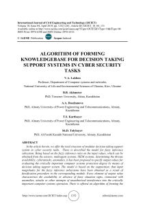 ALGORITHM OF FORMING KNOWLEDGEBASE FOR DECISION TAKING SUPPORT SYSTEMS IN CYBER SECURITY TASKS 