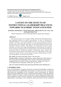A STUDY ON THE EFFECTS OF INSTRUCTIONAL LEADERSHIP PRACTICES TOWARDS TEACHERS’ INNOVATIVENESS 