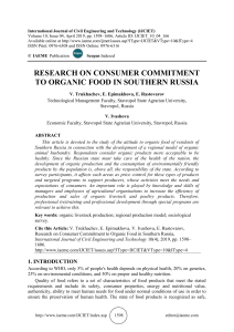  RESEARCH ON CONSUMER COMMITMENT TO ORGANIC FOOD IN SOUTHERN RUSSIA