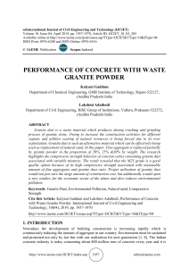 PERFORMANCE OF CONCRETE WITH WASTE GRANITE POWDER