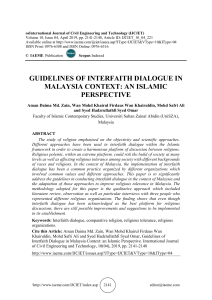  GUIDELINES OF INTERFAITH DIALOGUE IN MALAYSIA CONTEXT: AN ISLAMIC PERSPECTIVE