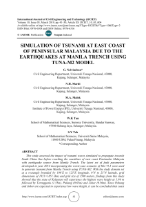 SIMULATION OF TSUNAMI AT EAST COAST OF PENINSULAR MALAYSIA DUE TO THE EARTHQUAKES AT MANILA TRENCH USING TUNA-M2 MODEL