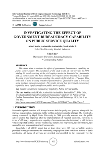 INVESTIGATING THE EFFECT OF GOVERNMENT BUREAUCRACY CAPABILITY ON PUBLIC SERVICE QUALITY