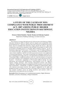 A STUDY OF THE CAUSES OF NON-COMPLIANCE WITH PUBLIC PROCUREMENT ACT, 2007 AMONG PUBLIC HIGHER EDUCATION INSTITUTIONS IN SOUTHWEST, NIGERIA