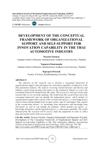 DEVELOPMENT OF THE CONCEPTUAL FRAMEWORK OF ORGANIZATIONAL SUPPORT AND SELF-SUPPORT FOR INNOVATION CAPABILITY IN THE THAI AUTOMOTIVE INDUSTRY 