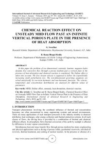 CHEMICAL REACTION EFFECT ON UNSTEADY MHD FLOW PAST AN INFINITE VERTICAL POROUS PLATE IN THE PRESENCE OF HEAT ABSORPTION 