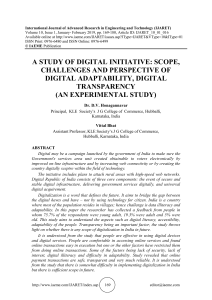 A STUDY OF DIGITAL INITIATIVE: SCOPE, CHALLENGES AND PERSPECTIVE OF DIGITAL ADAPTABILITY, DIGITAL TRANSPARENCY (AN EXPERIMENTAL STUDY) 