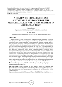 A REVIEW ON CHALLENGES AND SUSTAINABLE APPROACH FOR THE MUNICIPAL SOLID WASTE MANAGEMENT IN KOKRAJHAR TOWN