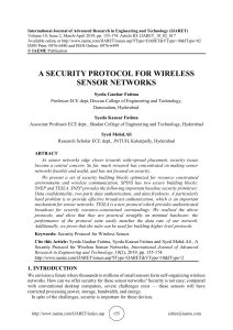 A SECURITY PROTOCOL FOR WIRELESS SENSOR NETWORKS