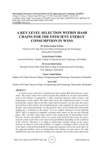 A KEY LEVEL SELECTION WITHIN HASH CHAINS FOR THE EFFICIENT ENERGY CONSUMPTION IN WSNS 