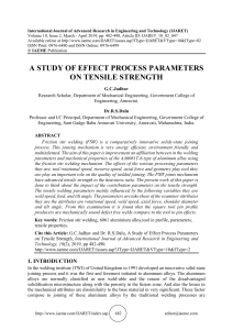 A STUDY OF EFFECT PROCESS PARAMETERS ON TENSILE STRENGTH