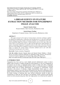 A BROAD SURVEY ON FEATURE EXTRACTION METHODS FOR FINGERPRINT IMAGE ANALYSIS