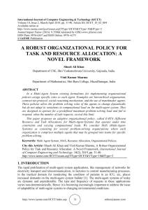 A ROBUST ORGANIZATIONAL POLICY FOR TASK AND RESOURCE ALLOCATION: A NOVEL FRAMEWORK