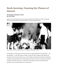 Book-burning  fanning the flames of hatred